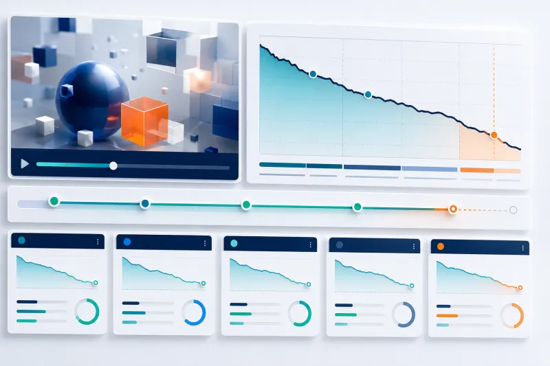 Video retention dashboard comparing audience attention across campaign stages