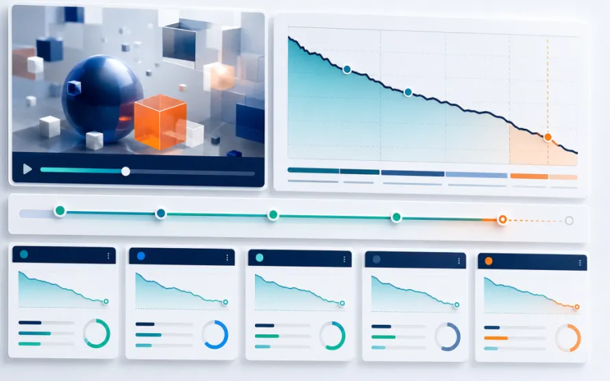 Video retention dashboard comparing audience attention across campaign stages