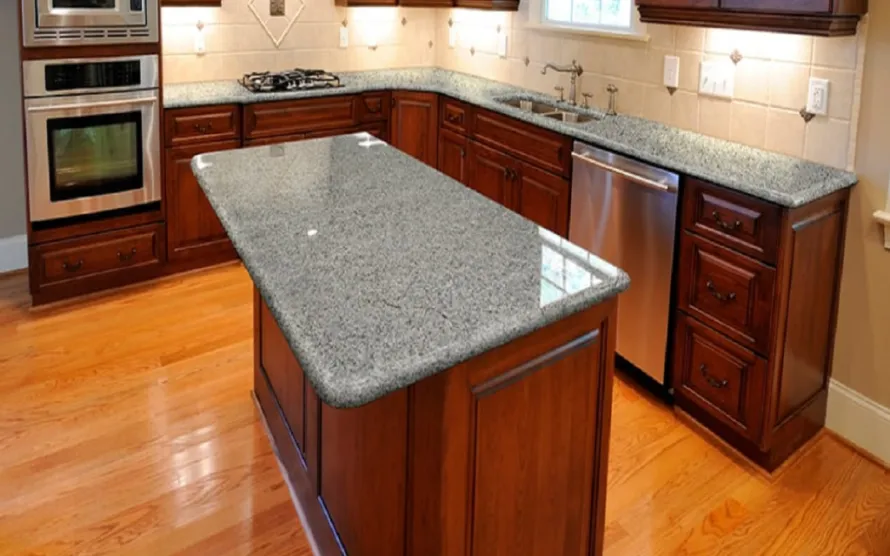 Quartz countertop with cherry cabients