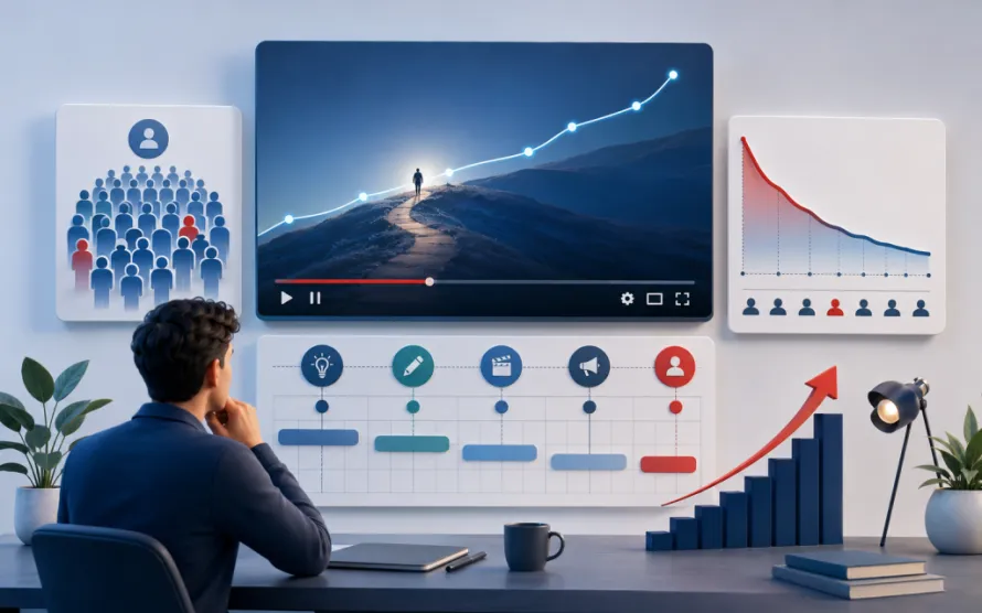 Video audience growth plan with delivery timeline and retention analytics