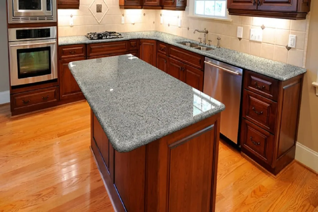 Quartz countertop with cherry cabients
